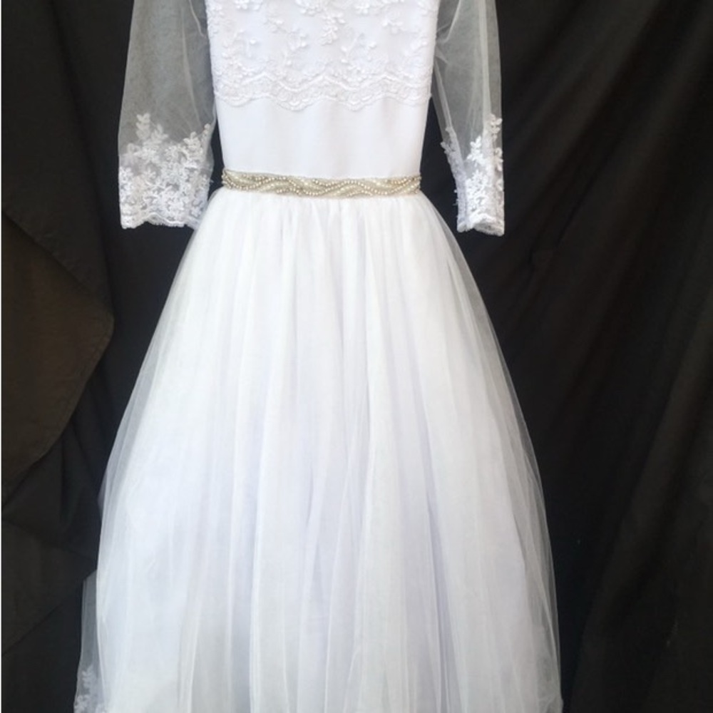 Monet White Bell Sleeve Bridal Gown